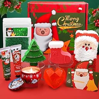 Christmas Pamper Gifts for Women, Christmas Candle Bath Set Presents for Her, Xmas Secret Santa Gift Basket for Women Her Mom Wife Girlfriend Sister Grandma Coworker Boss Teacher