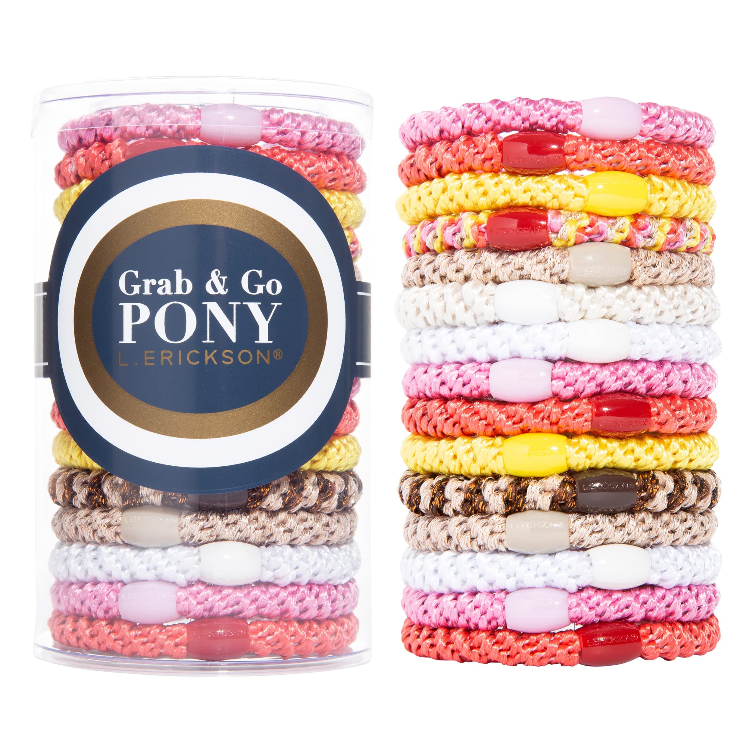 L. Erickson U.S.A. Grab & Go Ponytail Holders Set of 15 - Molokini