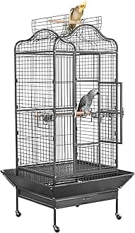 Extra Large Bird Cage 63'' Open Play Top Bird Cage for African Grey Parrots/Amazon Parrot/Caiques/Macaw with 360° Wheels