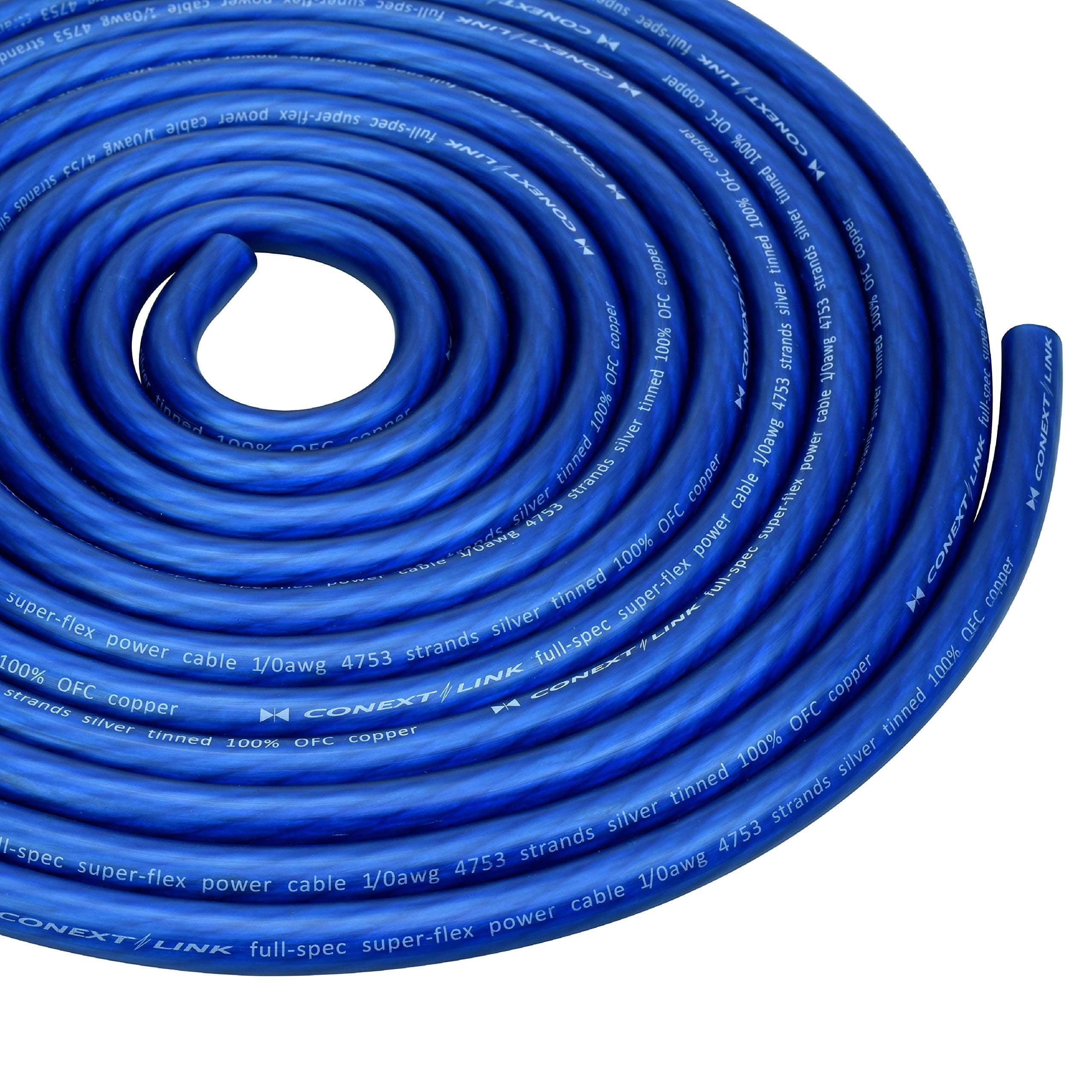 Conext Link 25 FT 1/0 AWG 0 GA Full Gauge Battery Power Cable Ground Wire Frost Blue OFC Copper