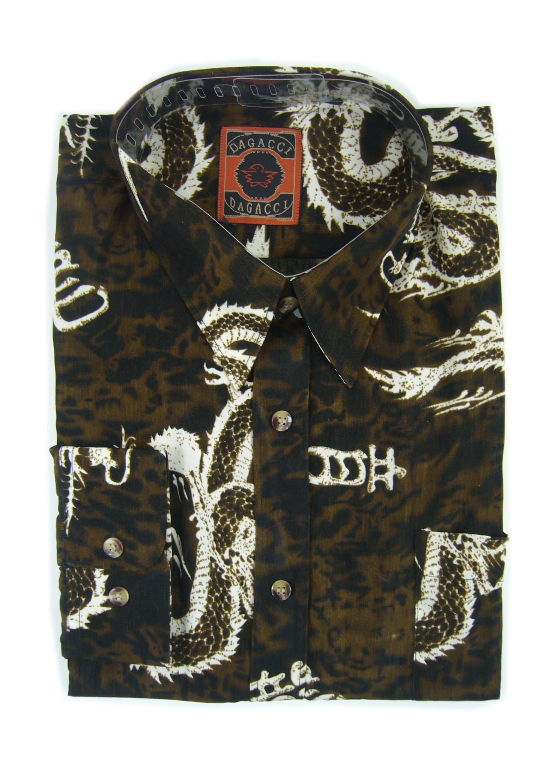 Dagacci Mens Dress Shirt - White Dragon Design