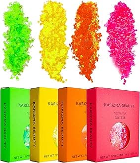 NEONS Face Glitter Pack âÅ“® KARIZMA Beauty âÅ“® 40g Festival Glitter Cosmetic Chunky Face Body Hair Nails
