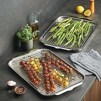 HestanOvenBond Collection - Tri-ply 4-Piece Sheet Pan & Rack Set