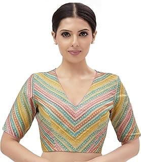 Women's Pastel Printed Readymade Saree Blouse (Multi-Color, 36), Multicolour, 36