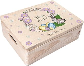 Creative Deco Personalised Easter Gifts for Kids, Adults, Women, Men, Girls or Boys | Unique Any Text Wish Custom Gift Box Present | Customised Wooden Storage Box | Perfect as a Keepsake or Decoration