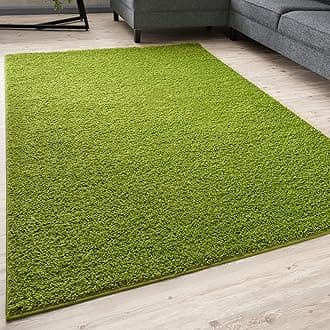 THE RUGS Living Room Rug - Shaggy Soft And Elegant Carpets For The Bedrooms And Kitchen, Easy To Clean, Many Different Sizes (80x150 cm, Green)
