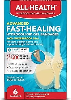 All HealthAdvanced Fast Healing Hydrocolloid Gel Bandages, Assorted Sizes, 6 ct | 2X Faster Healing for First Aid Blisters or Wound Care