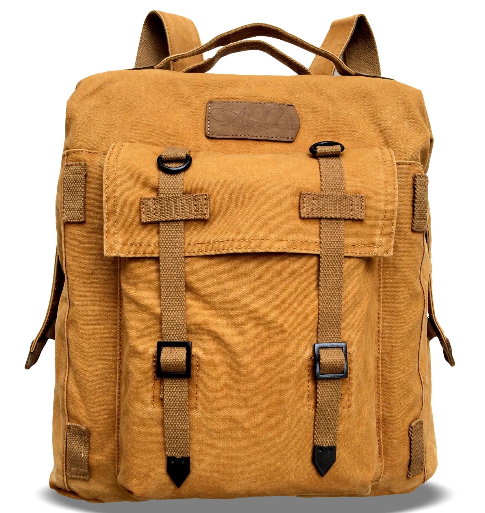Heavy Duty Canvas Backpack / Rucksack, Dual Use, Vintage Style, 16 Inch, Brown, Unisex