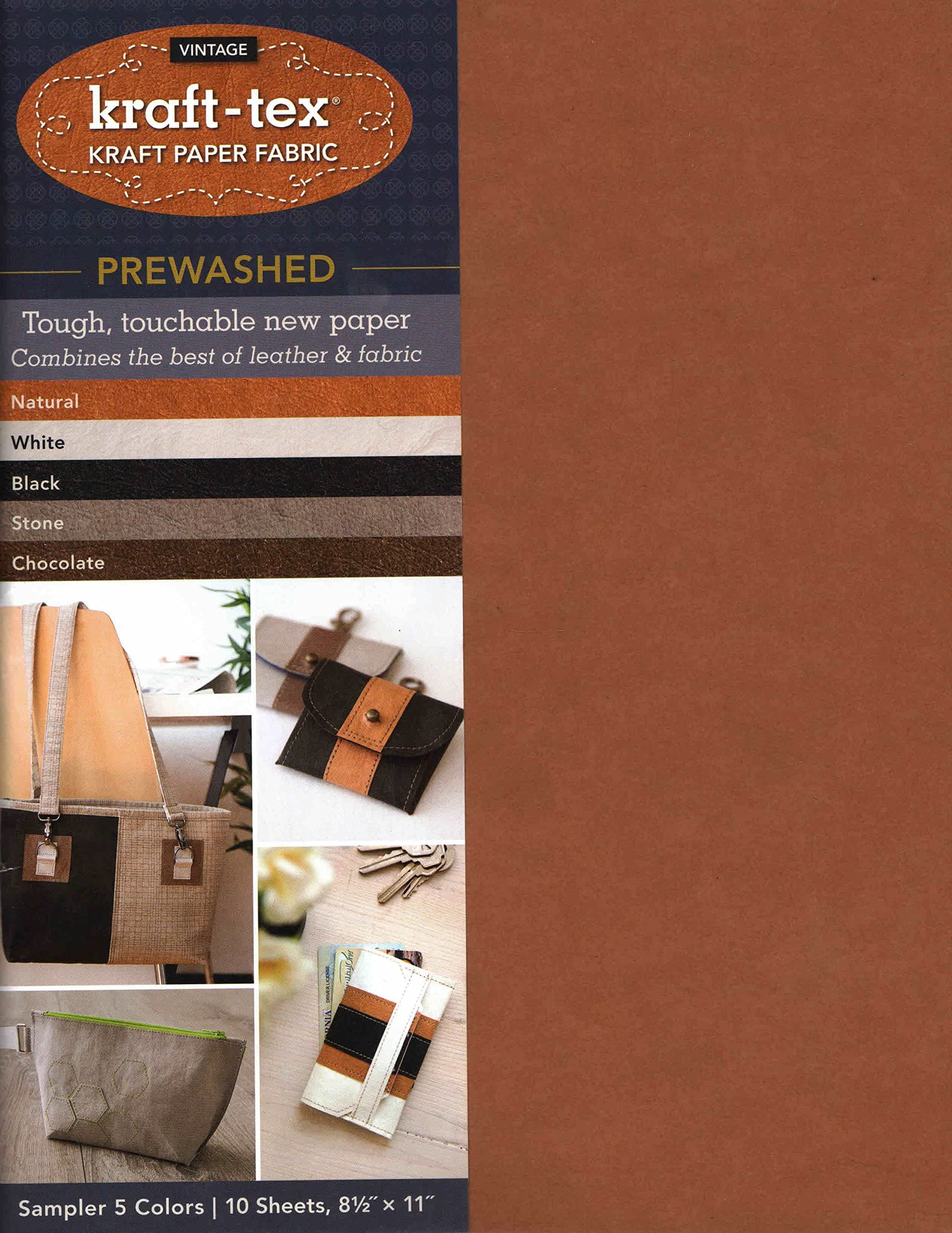 kraft-tex® Vintage 5 Colours Sampler Pack, Prewashed: Kraft Paper Fabric, 2 Each of 5 Colors