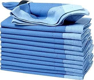 Cotton Cloth Dinner Napkins Set of 12 – 20x20 Teal Blue Multi, Double Hemstitched, Machine Washable, Wedding Napkins