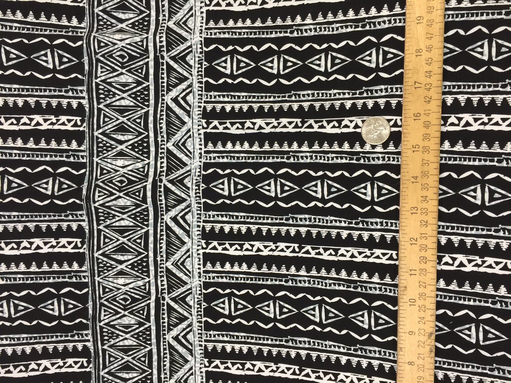 100% Rayon Challis Black n White African Print BINTU