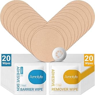 Libre 3 Sensor Covers Solution Kit - 20 Pack Libre 3 & Plus Covers Waterproof, 20 Skin Barrier Wipes & 20 Adhesive Remover Wipes for Enhanced Adhesion & Skin Protection (Tan)