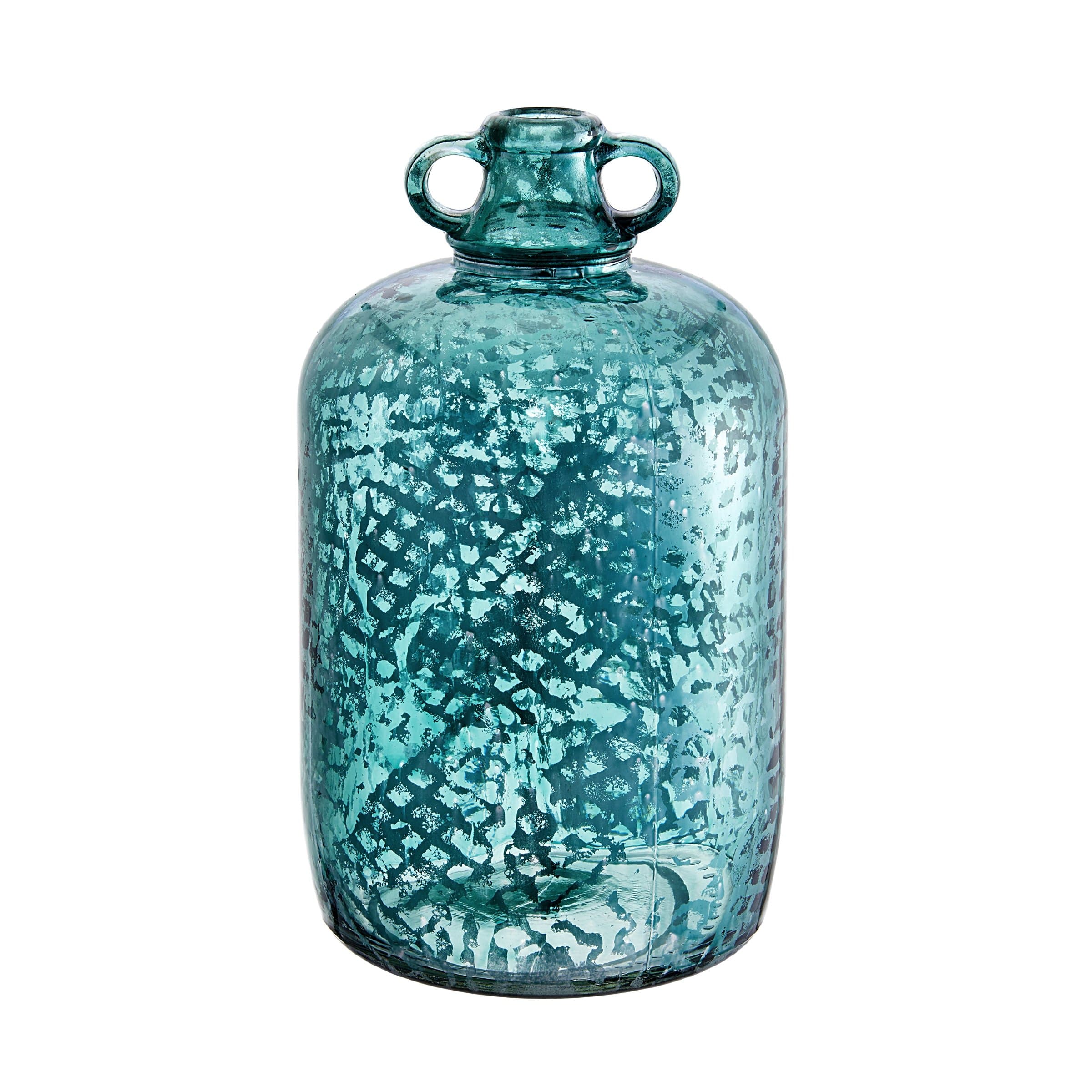 Studio Nova Mercury Glass Bottle, Turquoise, 12-1/2"