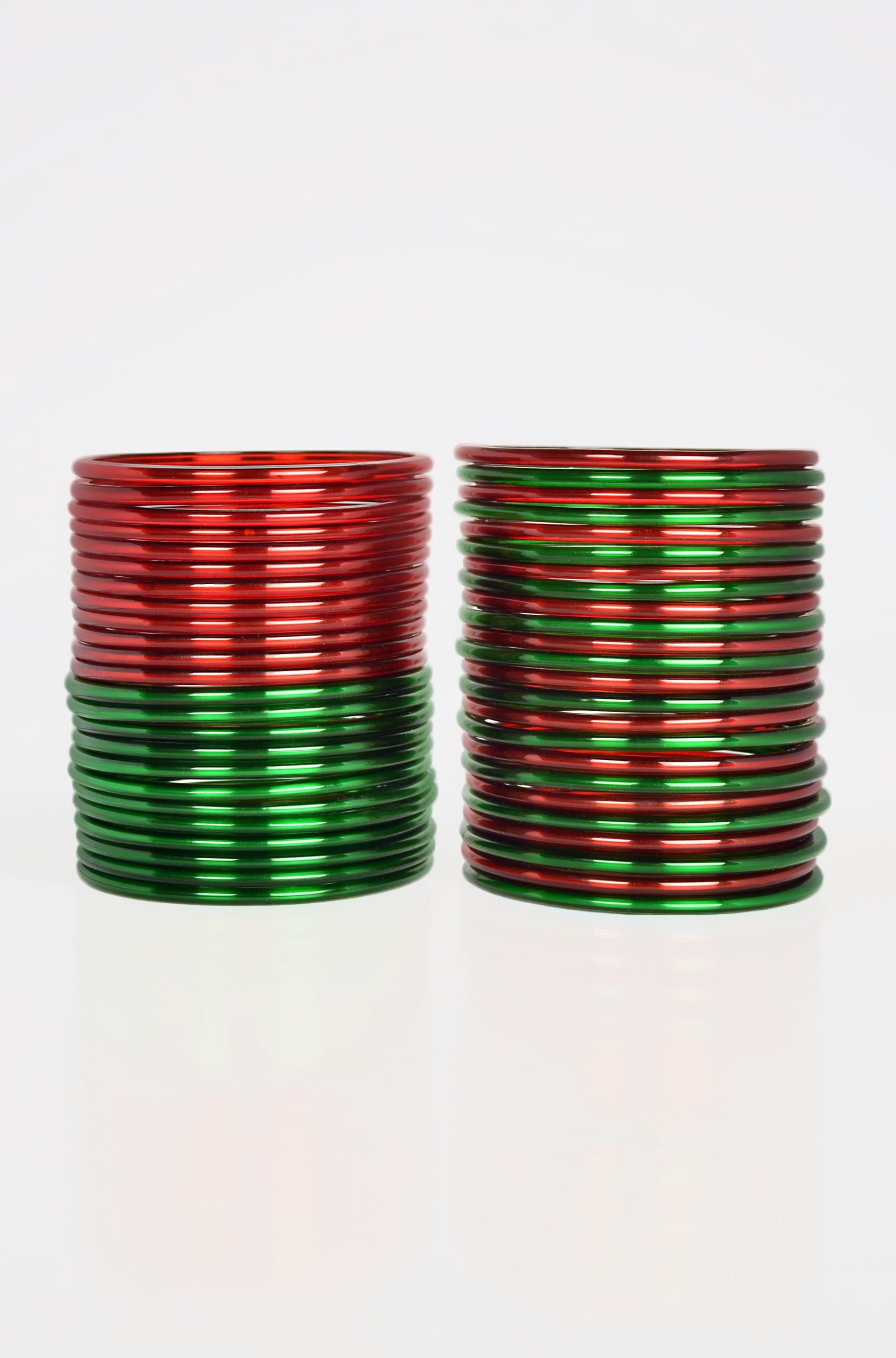 Swara Creations Plain Glass Bangle Set for Women/Smooth Finish Combo of Red & Green Bangles/Traditional Design (48Pcs)(SKU282)