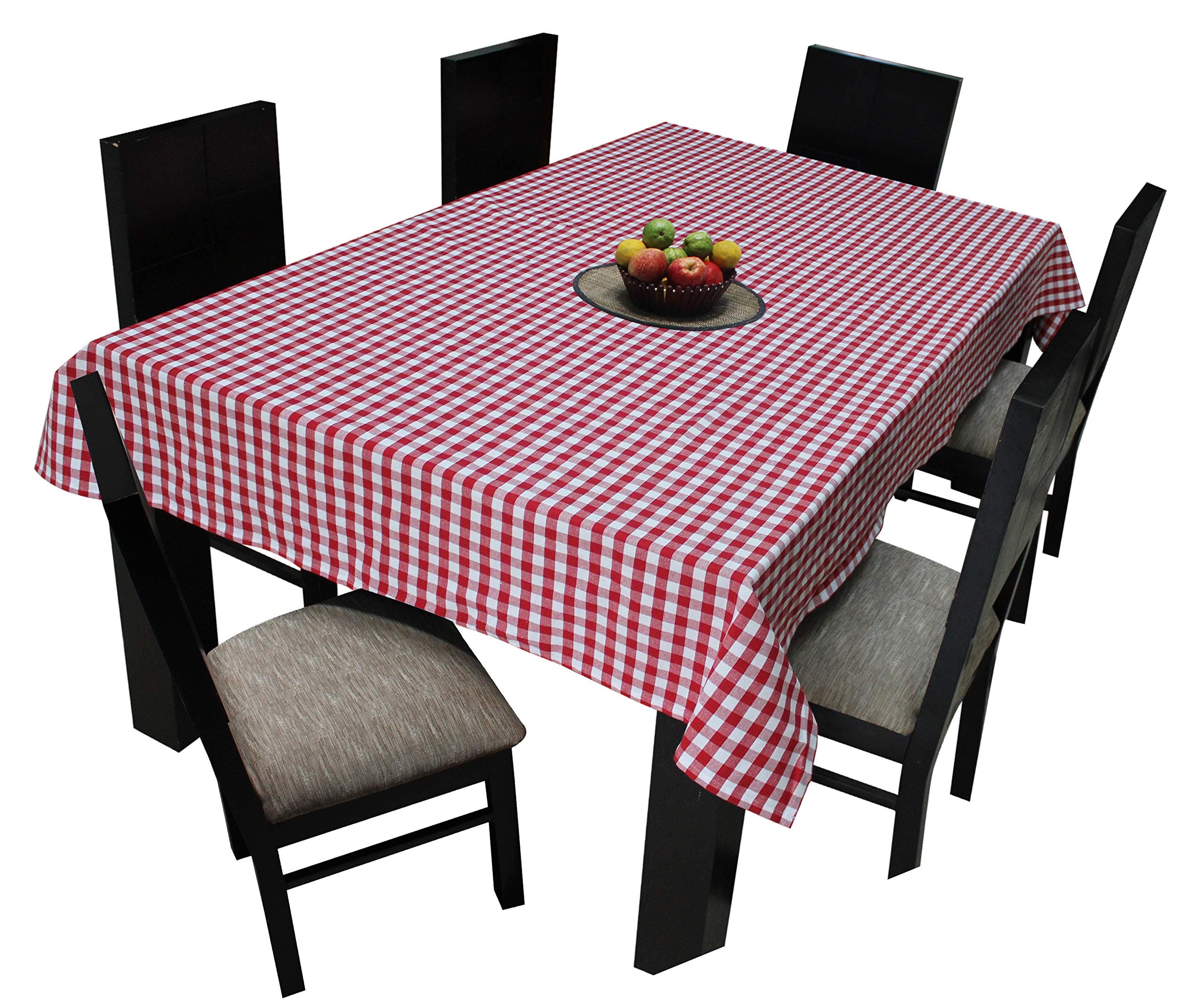 Airwill Branded, 100% Cotton Yarn-Dyed Multicolor Checks with 6/8 Seater Tablecloth, Sized 140cm Width and 180cm Length, Pack of 1 Piece