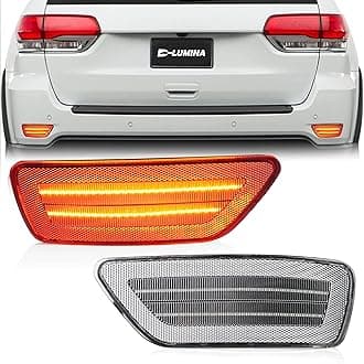 D-Lumina Rear Bumper LED Reflectors Light Lamp Assembly Fog Light Kit Compatible with Je-ep Grand Cherokee, Compass, Patriot ＆ Dodge Journey, Rear Bumper Reflector Lights Clear Len Foglamp, Pack of 2
