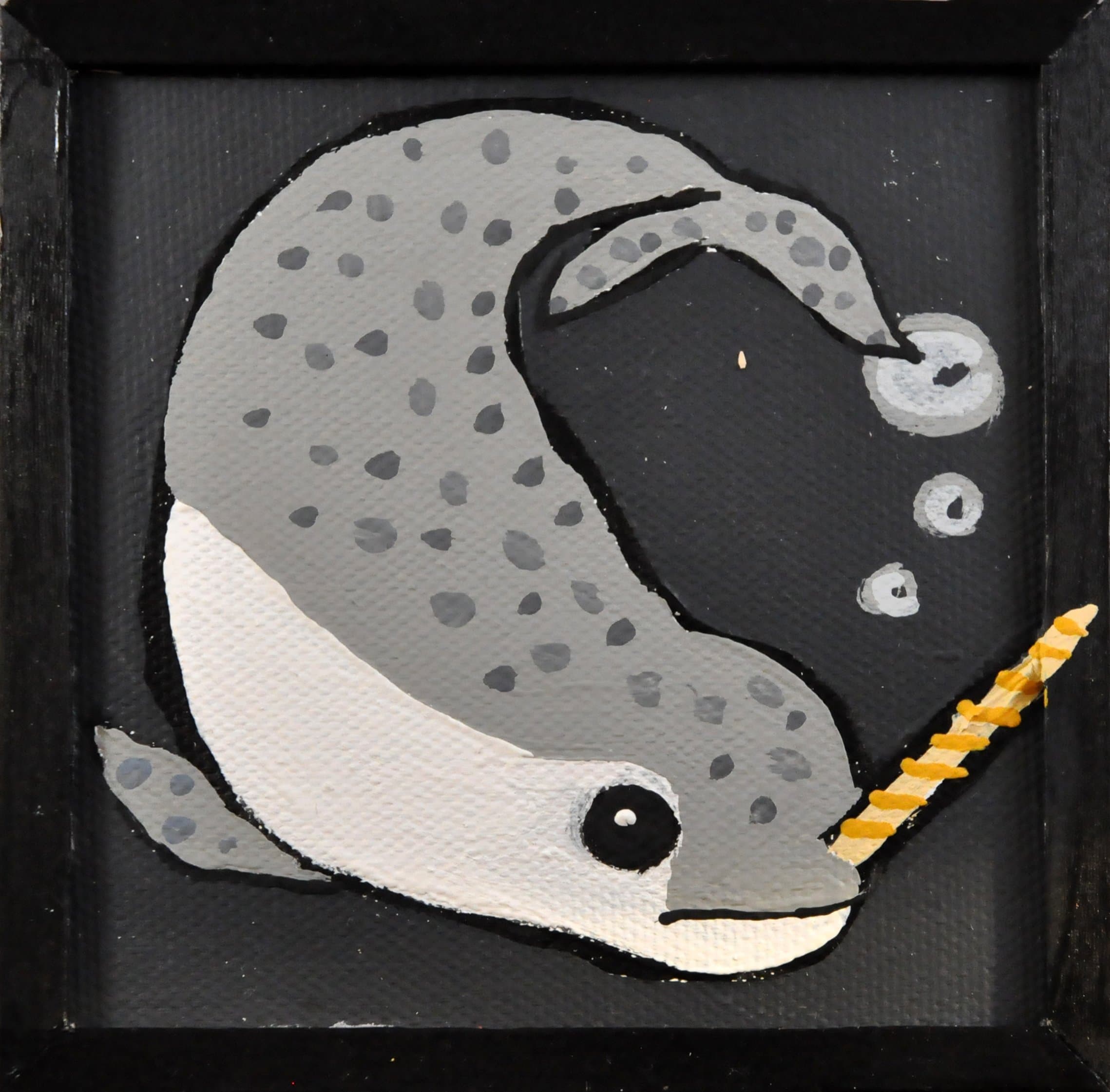 "Moody Little Narwal" mini acrylic painting