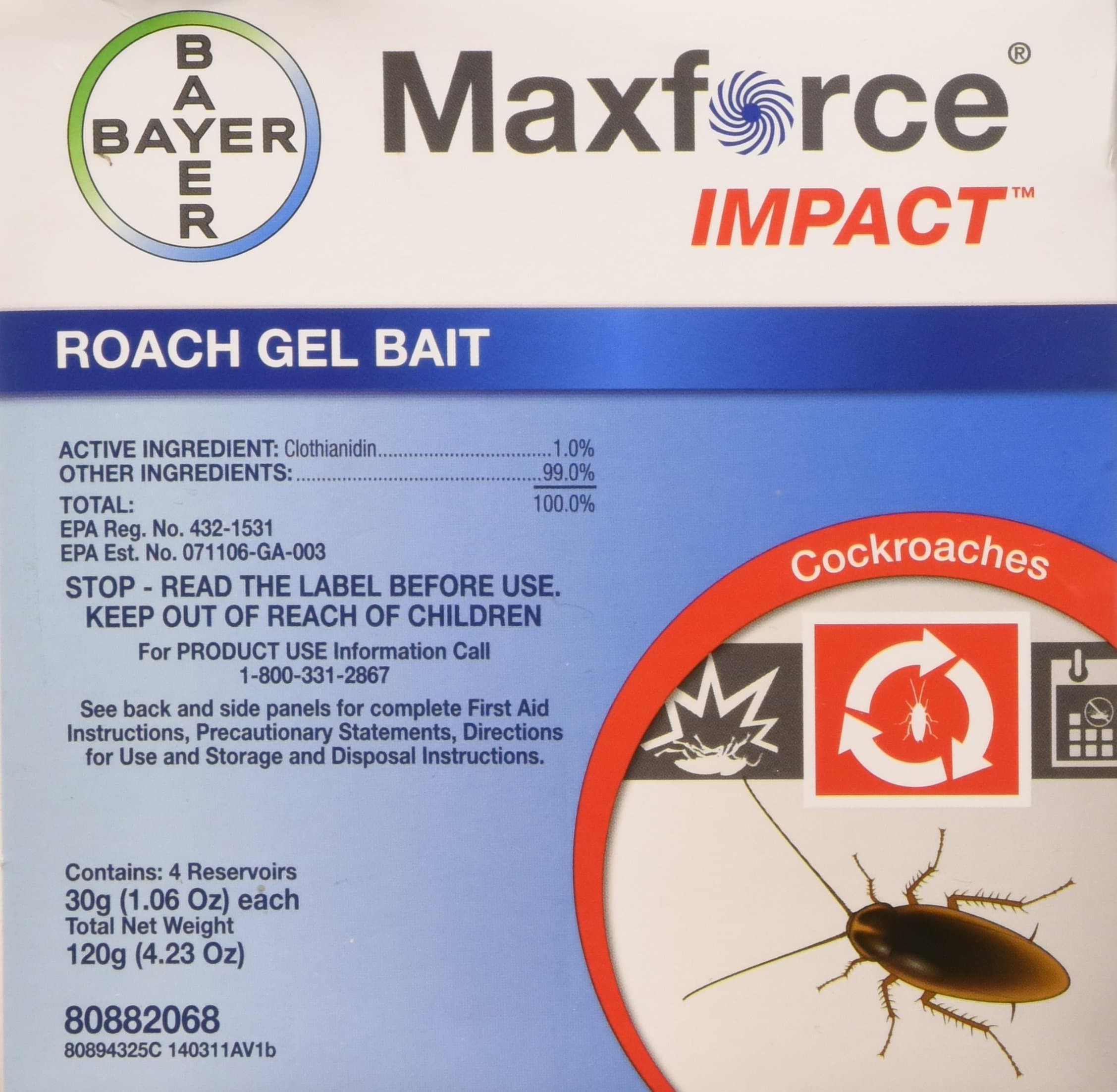 Bayer - 80882068 - Maxforce Impact Roach Gel Bait - Insecticide - 4 x 30g