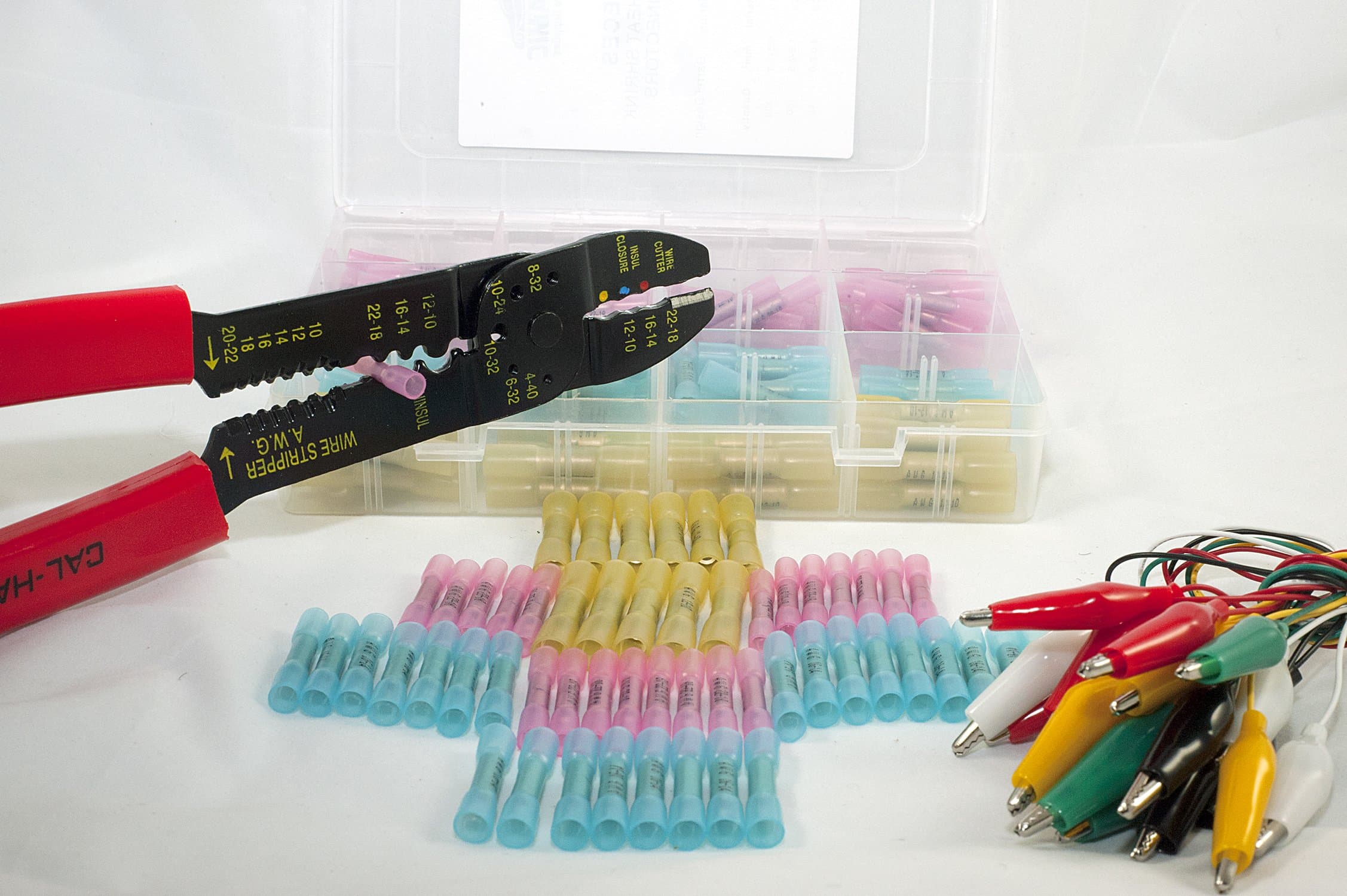 Heat Shrink Butt Connector Electrical Wire Terminal kit - Crimping Tool for crimp connectors - Test Lead - Combo Package Set