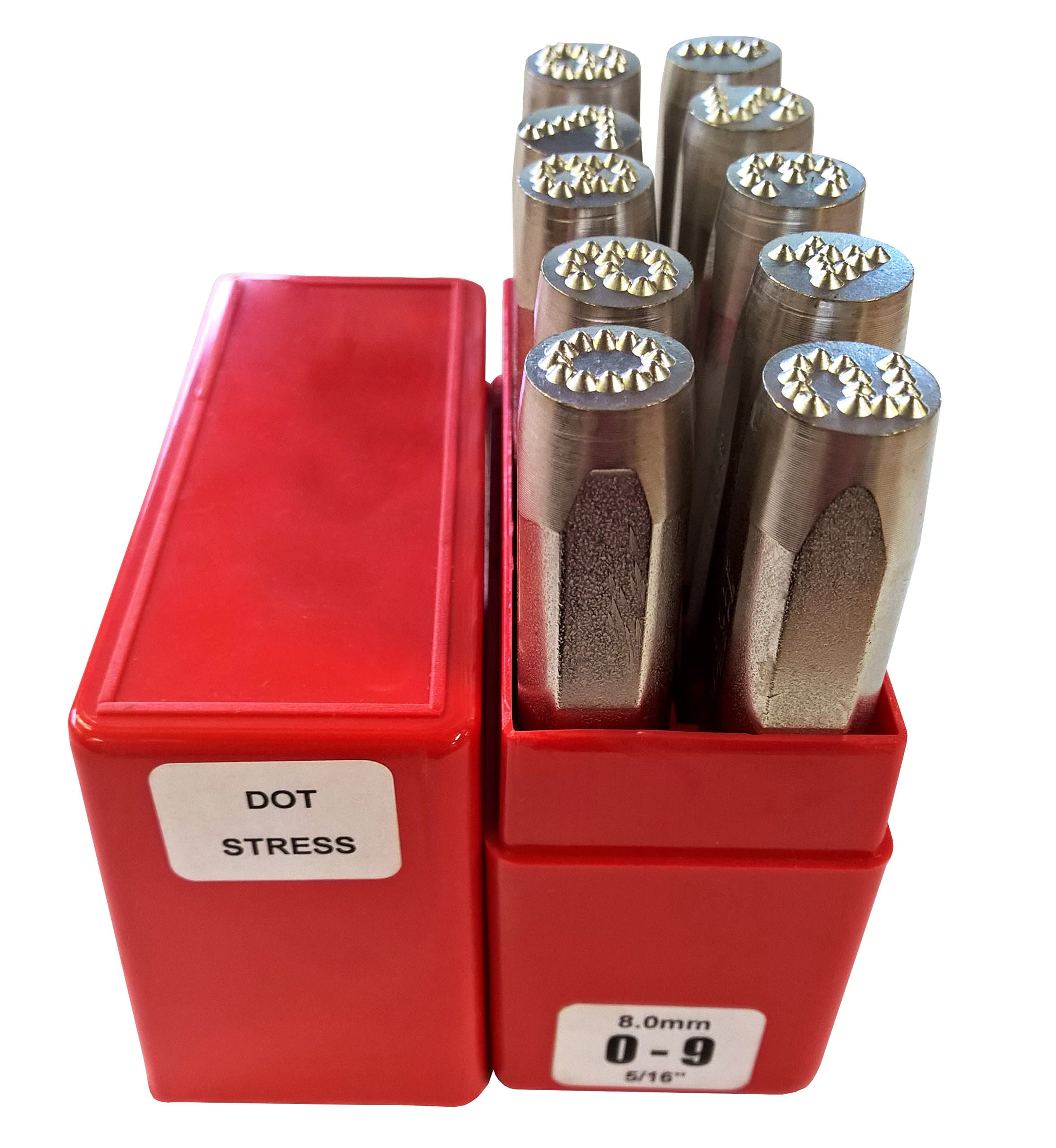 PRYOR PPDS10080 0-9 Dot Face Lowstress Punches, 10 Piece, 5/16" Character Size, 8.0 mm