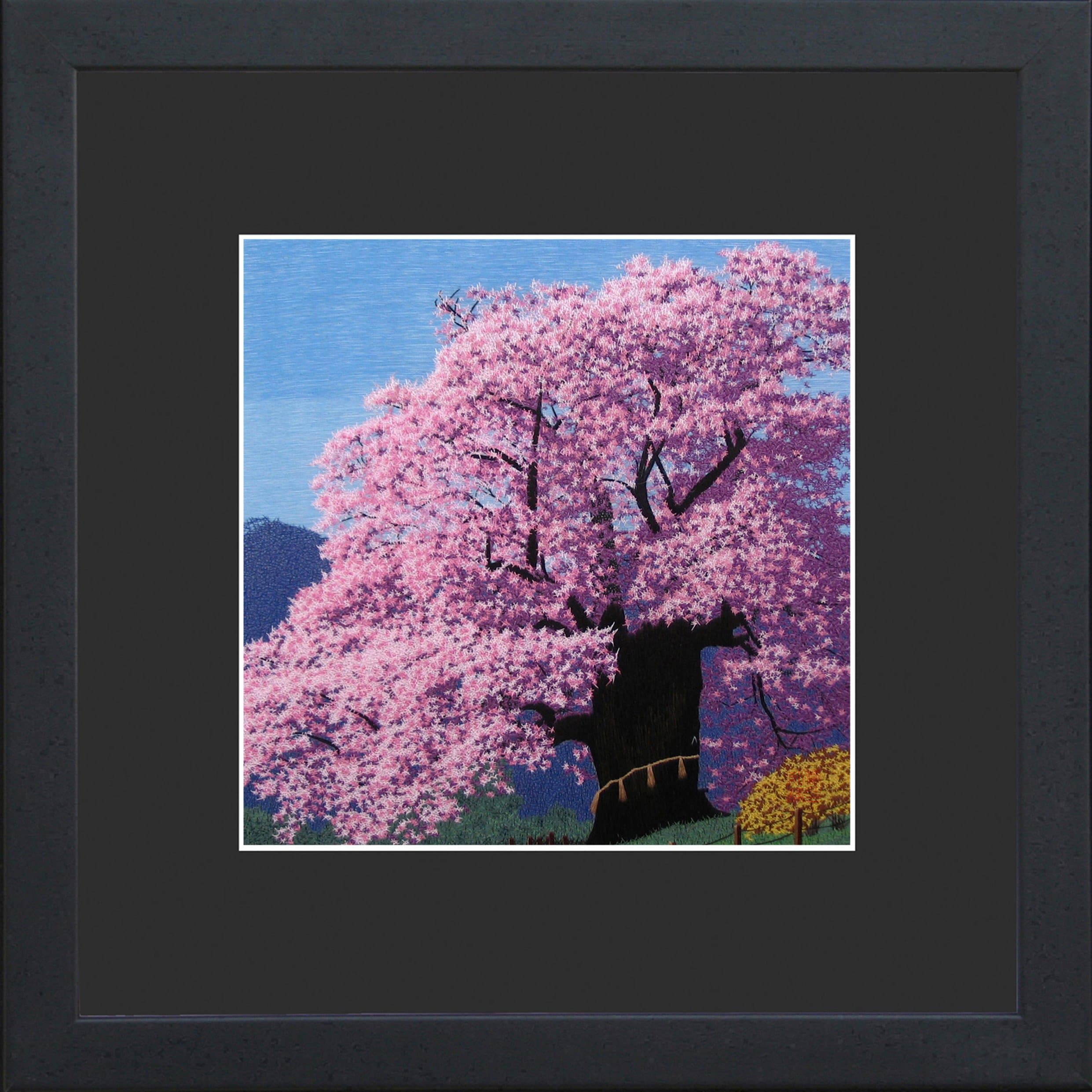 100% Handmade Embroidery Multiple Framed Japanese Pink Cherry Blossom Tree Oriental Wall Hanging Art Asian Decoration Tapestry Artwork Picture Gifts 37086BFB1