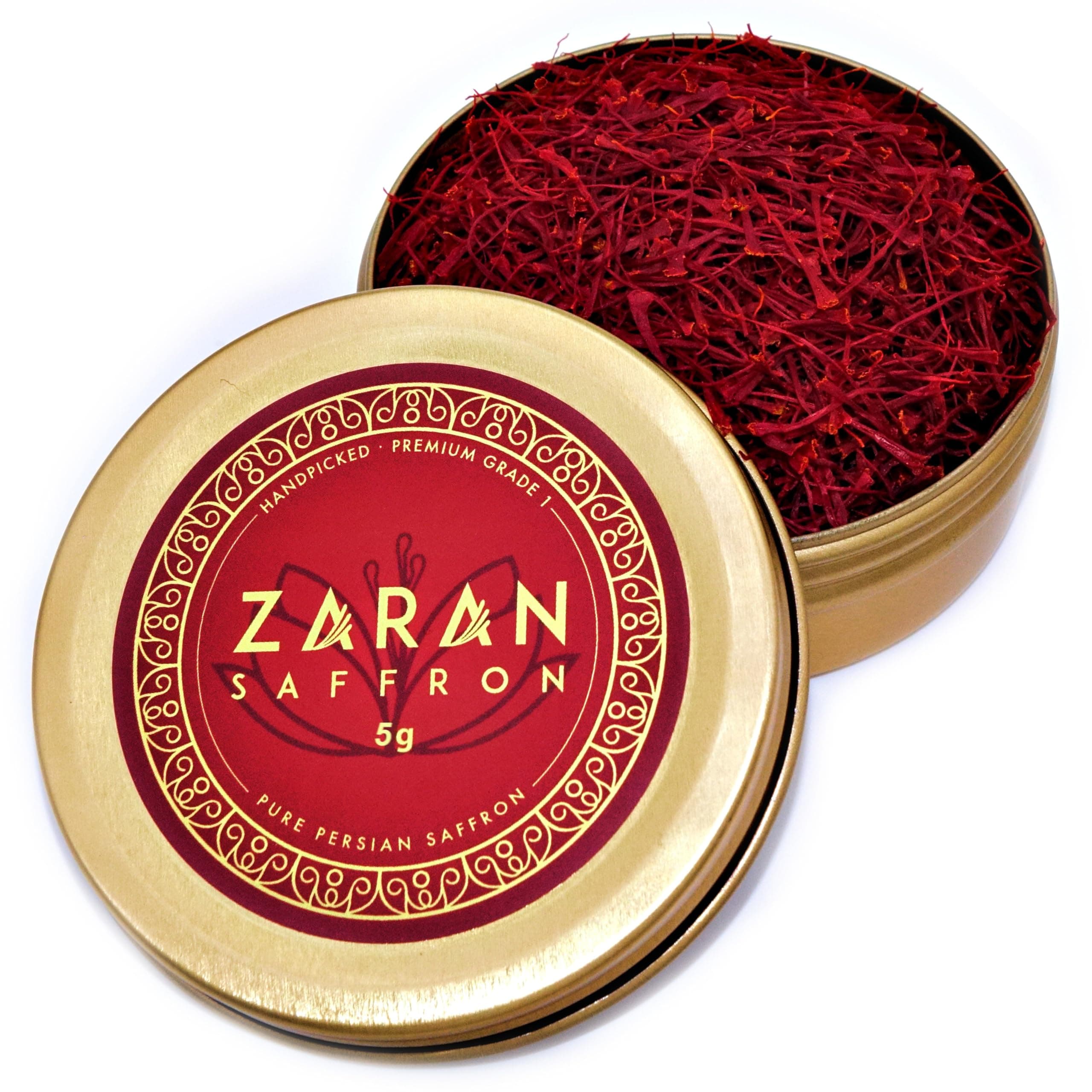 Zaran Saffron, Superior Saffron Threads (Super Negin) Premium grade Saffron Spice for Paella, Risotto, Tea's, and all Culinary Uses (5 Grams)