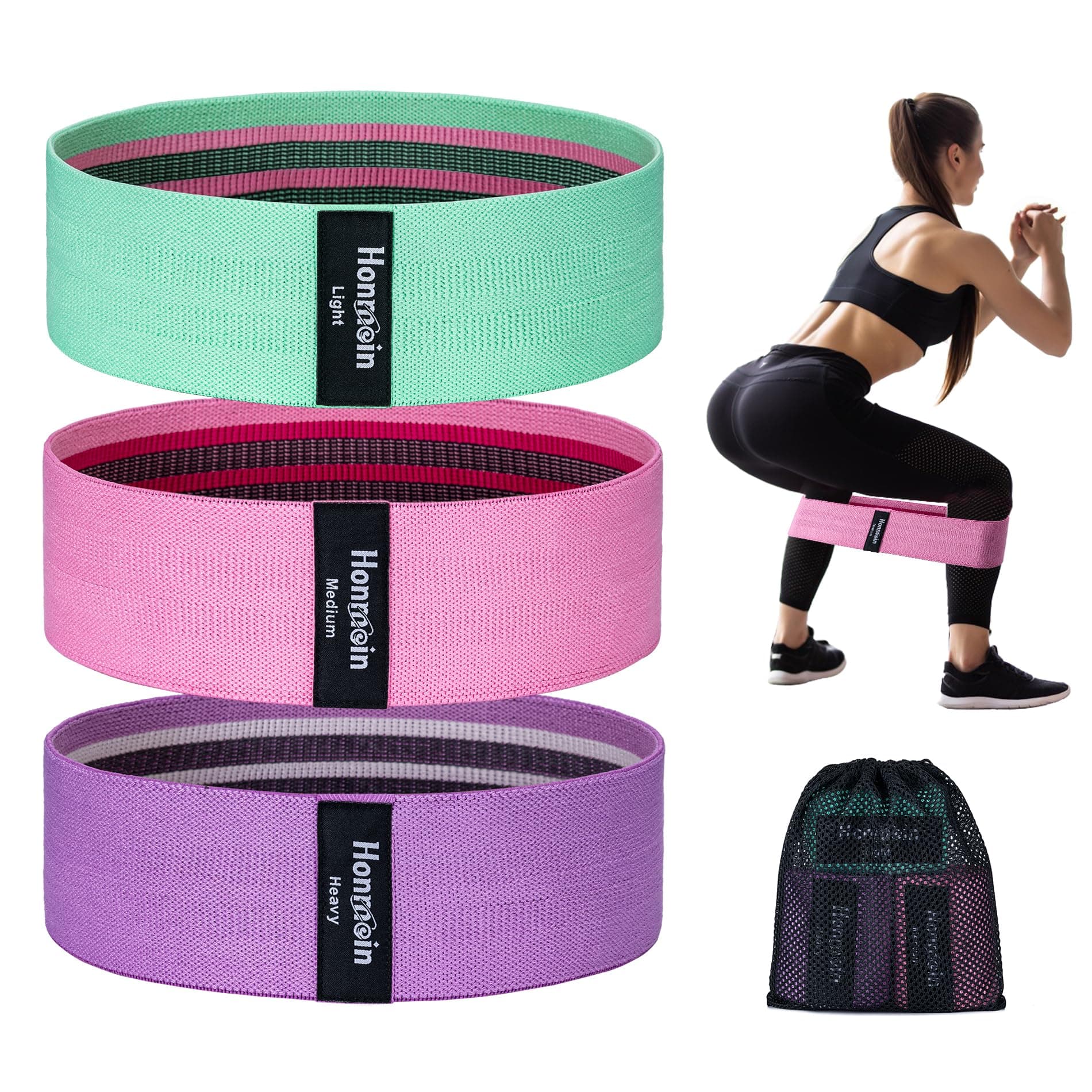 Resistance Bands for Working Out, 3 Levels Exercise Bands Workout Bands Set for Women Men, Hip Legs Booty Bands for Home Fitness, Gym, Yoga, Pilates