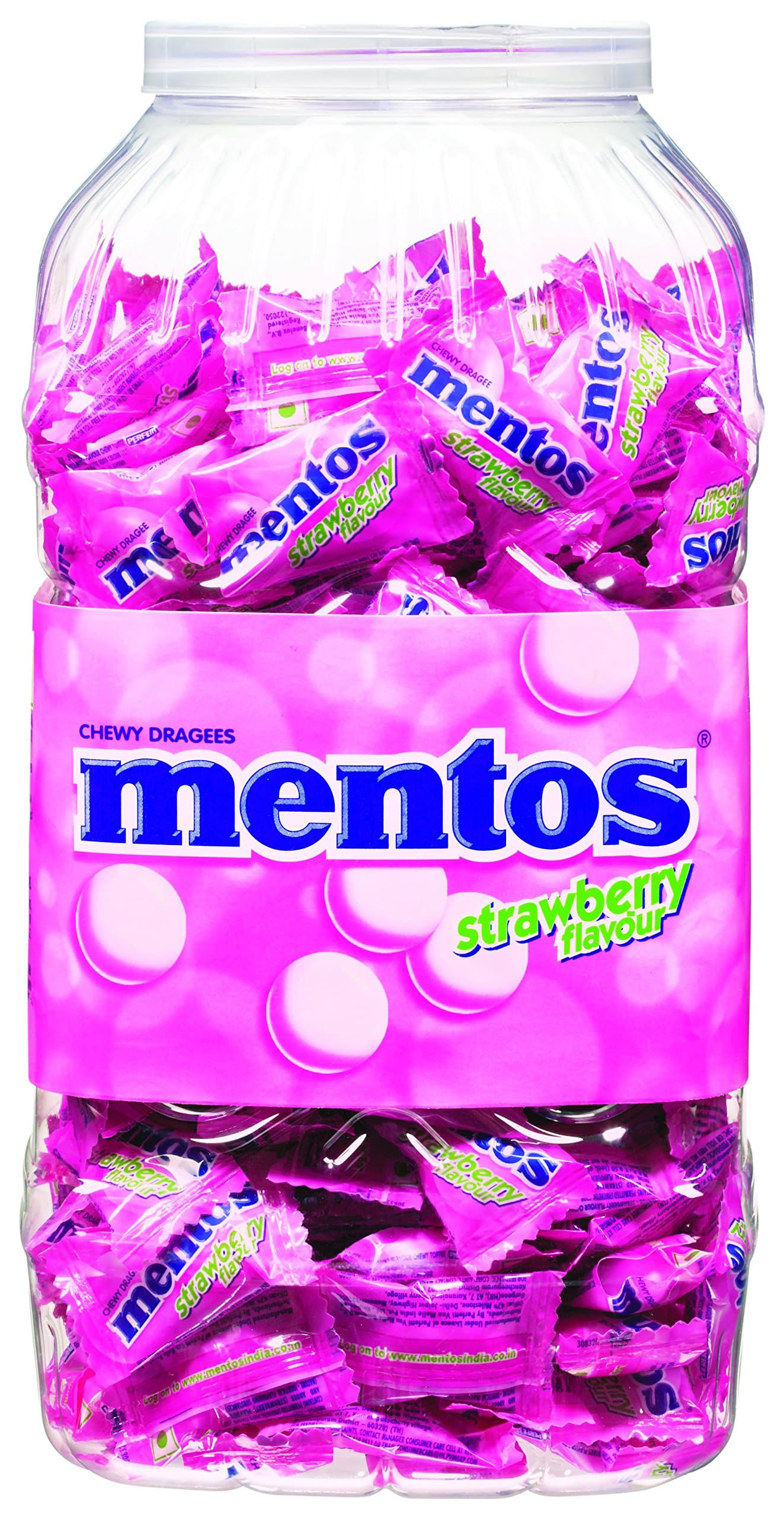 Mentos, Strawberry Flavour, Chewy Candy Jar, 646 g, 190 pc