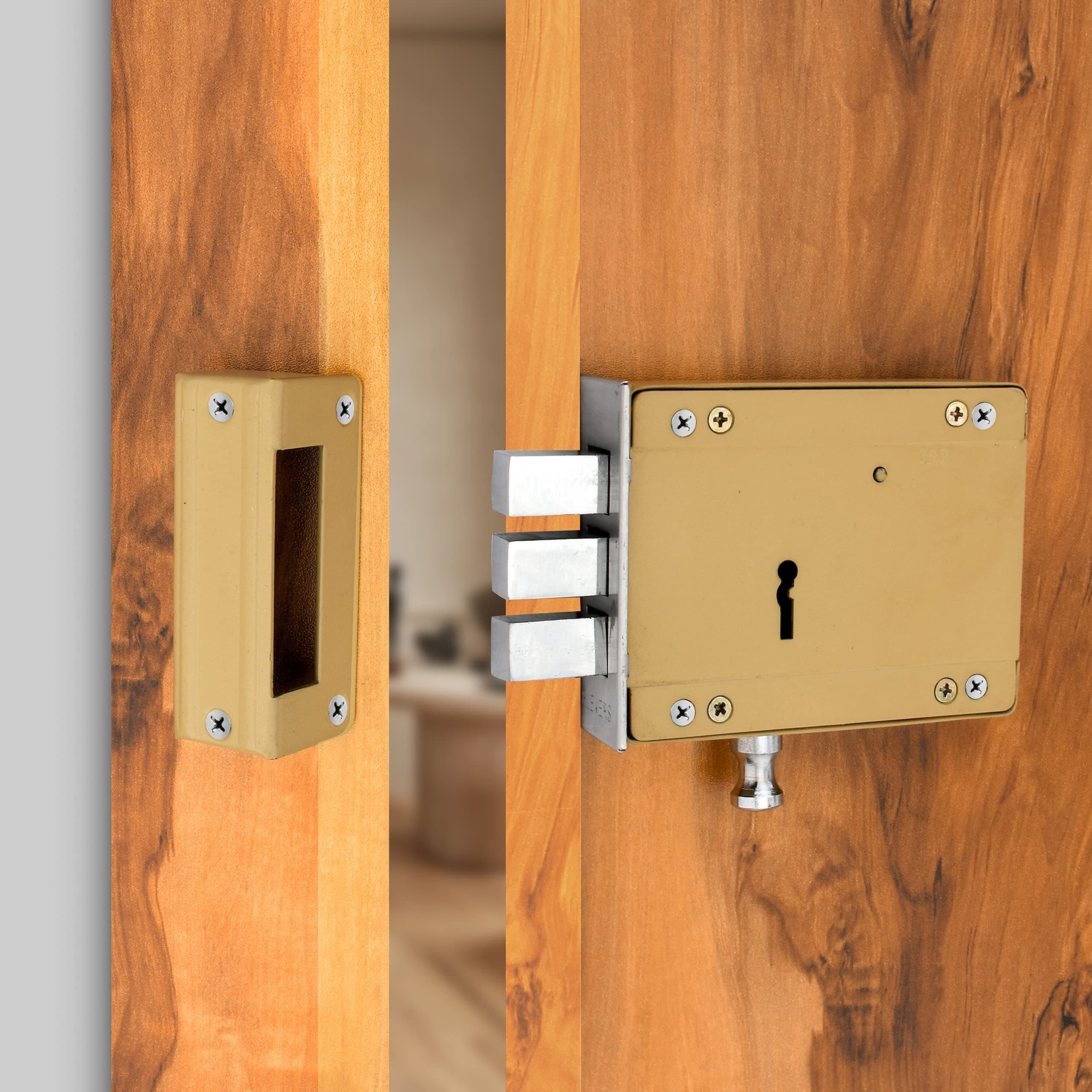 Shiv Sarika India Main Door Lock with 2 Reversible Keys | Heavy Deadbolt Door Lock, Suitable for Single Doors and Operated from Both Sides of Door, (BDL Seal, Round 5 inch Bullet 2 in 1)