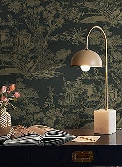 CiCiwind 393.7"×16" Vintage Wallpaper Peel and Stick Wallpaper Toile Contact Paper Black Wallpaper Removable Self Adhesive Wallpaper Black and Brown Stick on Wallpaper for Bedroom Bathroom Walls DecorGlobal Recycled StandardGlobal Recycled StandardGlobal Recycled Standard