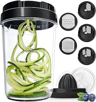 Spiralizer for Vegetables - Vegetable Slicer - Zucchini Courgette Spiralizer Zoodles Noodles Spaghetti Maker - Veggie Veg Carrot Cucumber Slicer Spiral Cutter - Kitchen Tools & Gadgets (8-in-1)