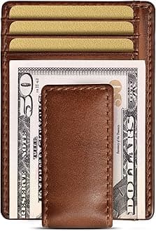 House of Jack Co. Money Clip Wallet | Super Strong Magnetic Wallet | Money Clip For Men | Front Pocket Wallet | Slim Card Wallet, Brown, 3" L x 4" H, Carryall Money Clip Wallet
