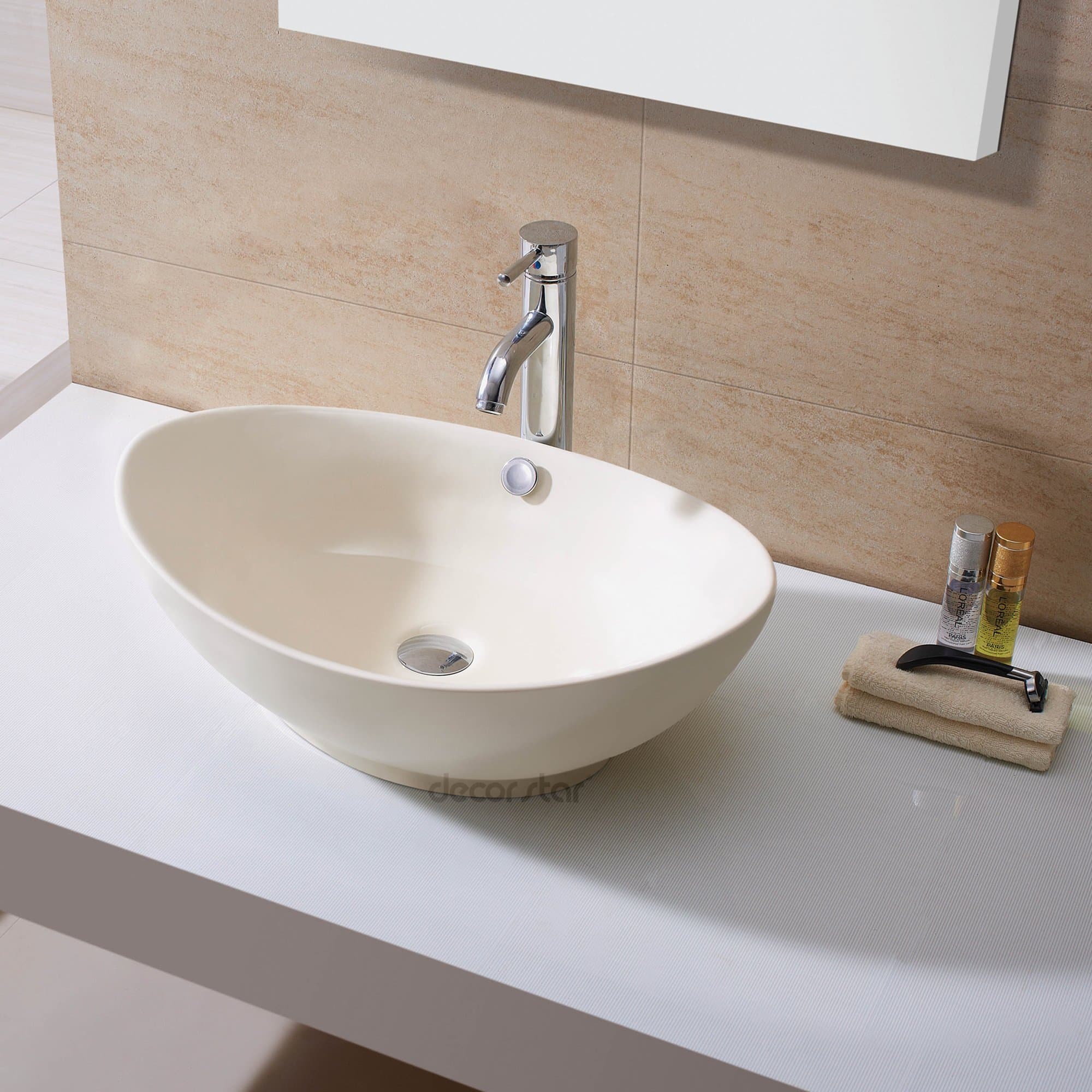 Decor Star® CB-020 Bathroom Egg Porcelain Ceramic Vessel Vanity Sink Art Basin ** Beige **
