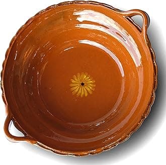 Ancient Cookware, Mexican Clay Unlidded Cazuela, Large, Terracotta, 3 Quarts