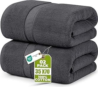 Utopia Towels - Premium Jumbo Bath Sheet (90 x 180 cm, 2 Pack) - 100% Ring Spun Cotton Highly Absorbent and Quick Dry Extra Large Bath Sheet - Super Soft Hotel Quality Towel (Grey)