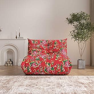 Bean Bag Chair, Loveseat Fireside Chair Bean Bag Sofa Large Bean Bag Chair for Adults, 2 Seater Bean Bag Chairs for Teens with High Density Comfortable Foam, Bean Bag for Living Room, Bedroom (Flower)