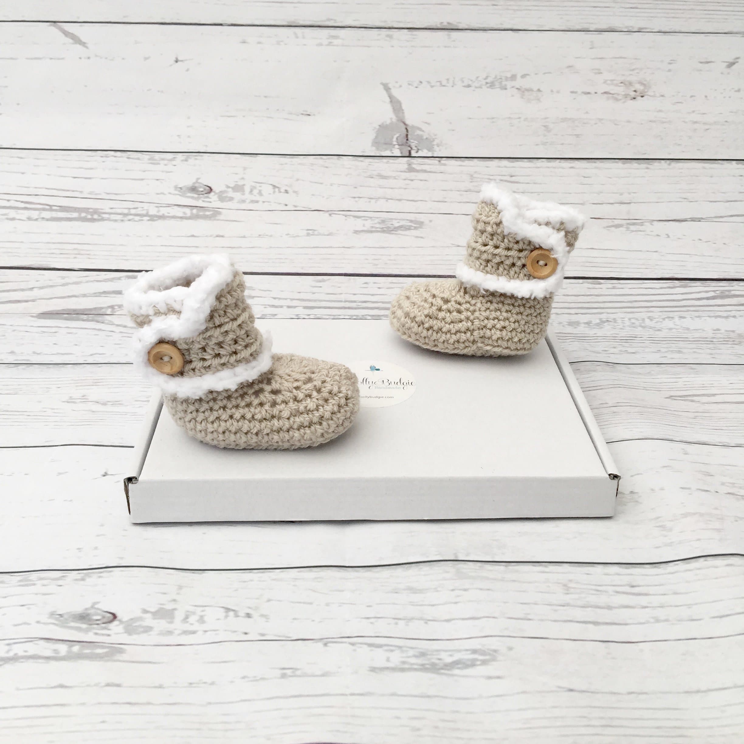 winter beige baby booties crochet
