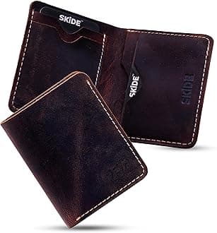 SKiDE Hunter Slim Wallet | Minimalist Wallet & Small Wallet for Men | Card Holder for Men & Women | Card Holder Wallet | (Hunter Brown), Brandy, Minimalist
