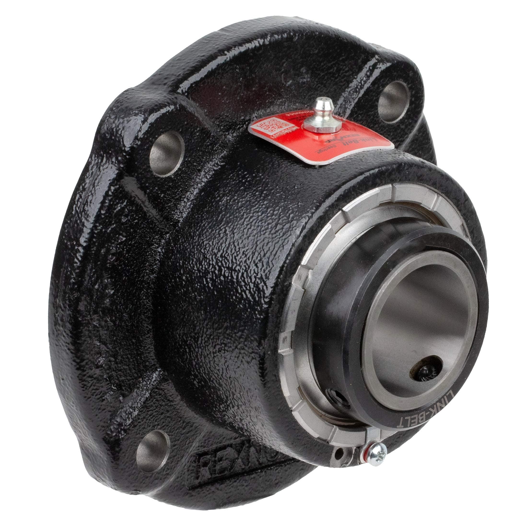 Link-Belt FB22431H Spherical Roller Bearing Flange Unit, 4-Bolt Holes, Standard Duty, Relubricatable, Non-Expansion, Cast Iron, Set Screw, 1-15/16" Bore Diameter