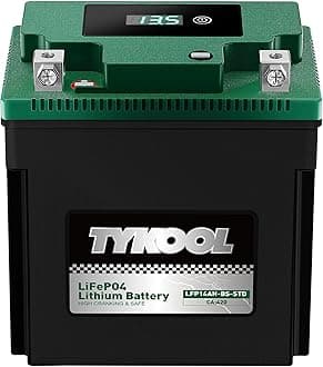 YTX14AH-BS-STD, LiFePO4 Lithium Motorcycle Battery,12.8V 7Ah,420CCA,5X Longer Life,Digital Readout, Powersports Battery,Fits for ATV, UTV, Snow mobile,Polarity:[+ -]