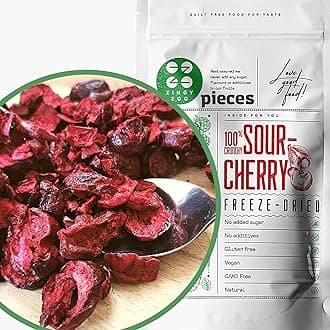 Freeze Dried Cherry Pieces Slices | 100% Natural Dried Cherries for Baking, Cooking, Smoothies, Cake Decoration | Pure Freeze Dried Fruit | Fresh Dehydrated Frozen Cherries to Fruit Pieces | ZingyZoo