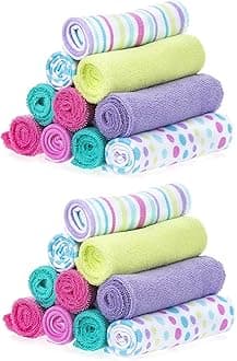 Washcloth Wipes Set for Newborn Boys and Girls, Soft Terry Washcloth Set, Pack of 20, Aqua Bubbles