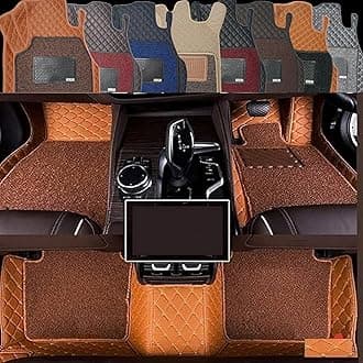 Premium 7D Car Mat for Mahindra Thar (Model : 2020-2026) || Luxury Leather Dual-Stitch Full Set 7D Car Floor Mat || 100% Waterproof || Color : Full Tan Stitch-TAN Grass (Design-1)