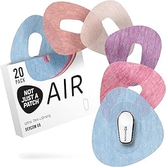 Not Just A Patch Air (20 Pack) - CGM Dexcom G6 Adhesive Patches with Hole -Thin, Strong and Light, 14 Day Adhesion, Durable Dexcom Patches G6 Sensor Protectors in Multicolor