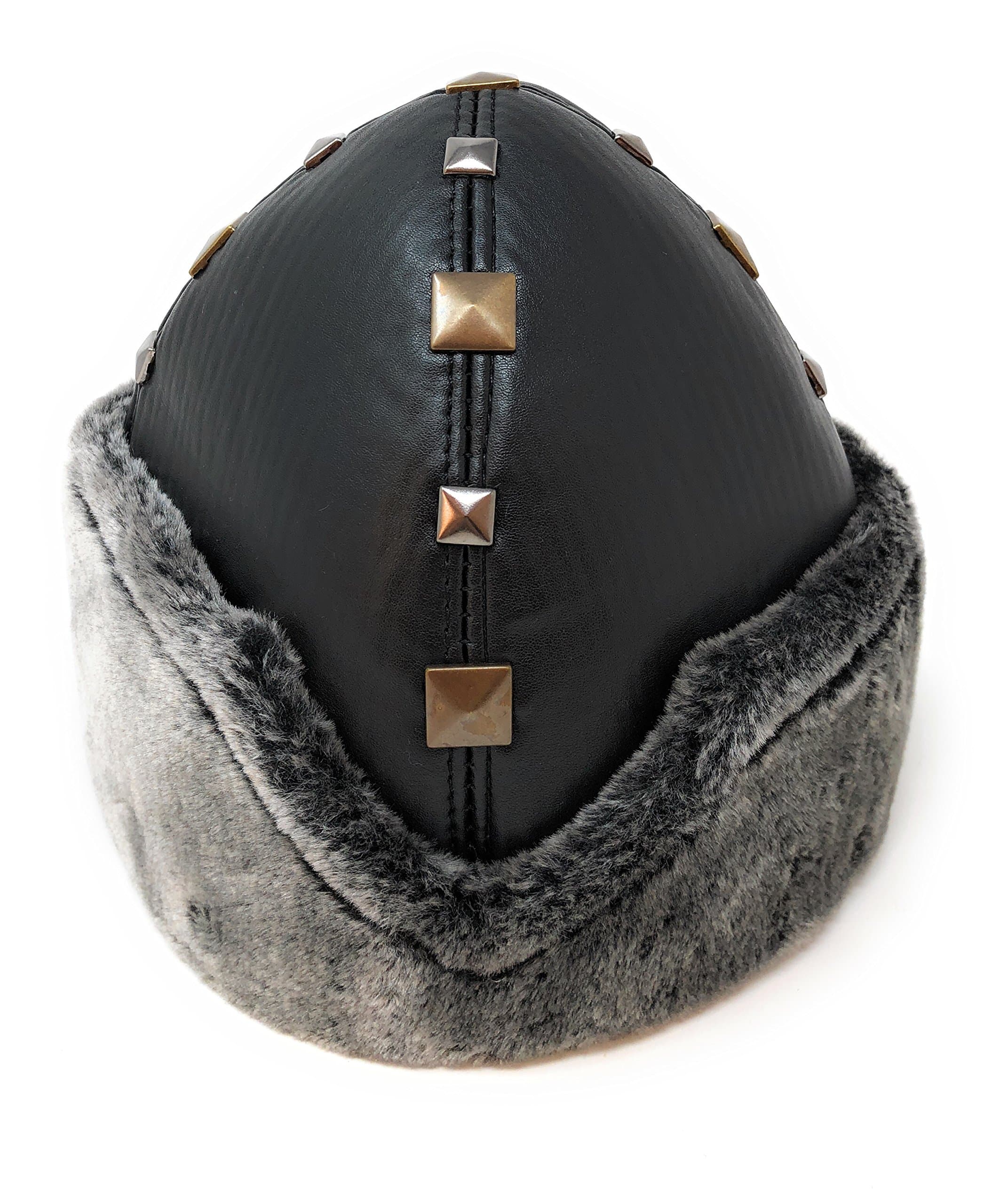 Interway Trading Ottoman Turkish Handmade Hat Mid Century Ertugrul Dirilis Bork Faux Leather Fur Cap