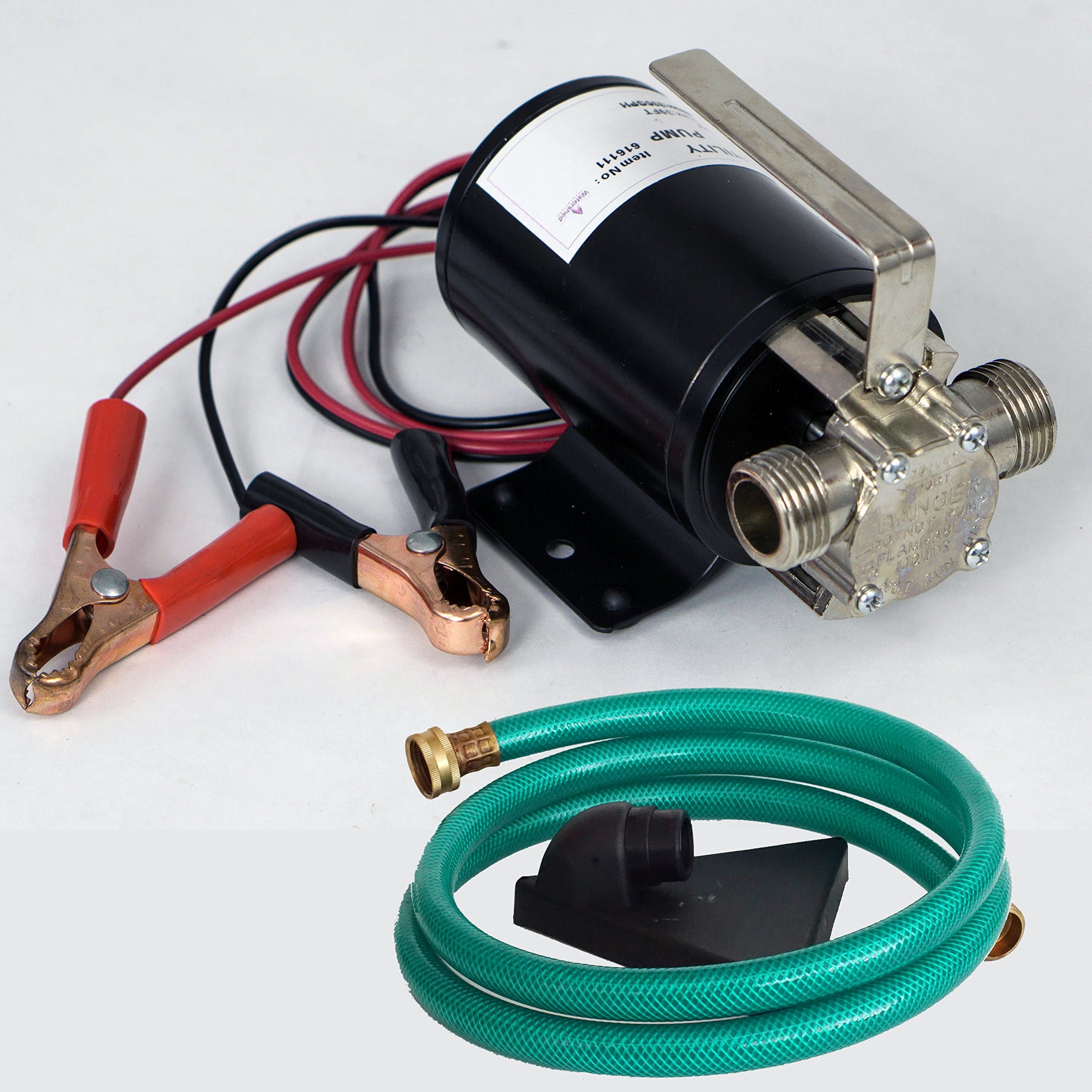 HydraPump™ Mini DC - 12-volt 1/10th HP 330 GPH Battery Powered Portable Transfer Water Pump with Metal Connectors for Standard 3/4" Garden Hose