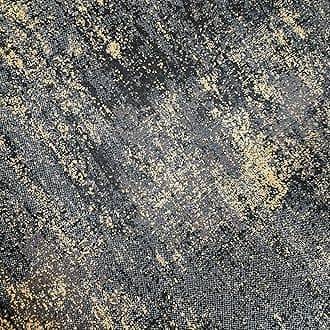17.3"x472" Black Gold Distressed Wallpaper Industrial Metallic Textured Wall Paper Dark Vintage Contact Paper Charcoal Gold for for Office Coffee Shop Non-Woven Wall Decor, Need Adhesive