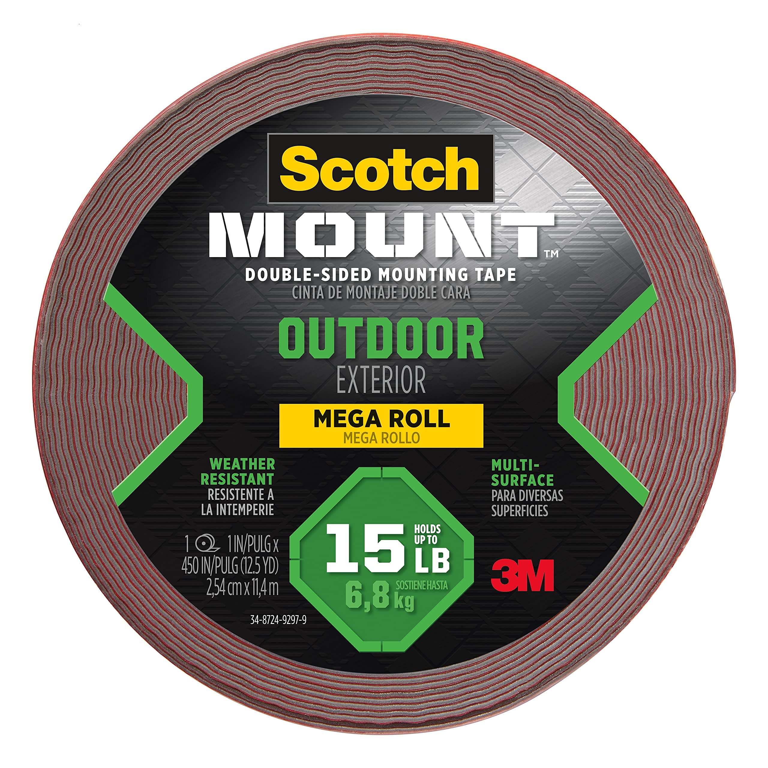 Scotch Mounting, Fastening & Surface Protection Scotch Permanent Outdoor,1 Inch x 450 Inches (4011-LONG) Mounting Tape,1"x450"