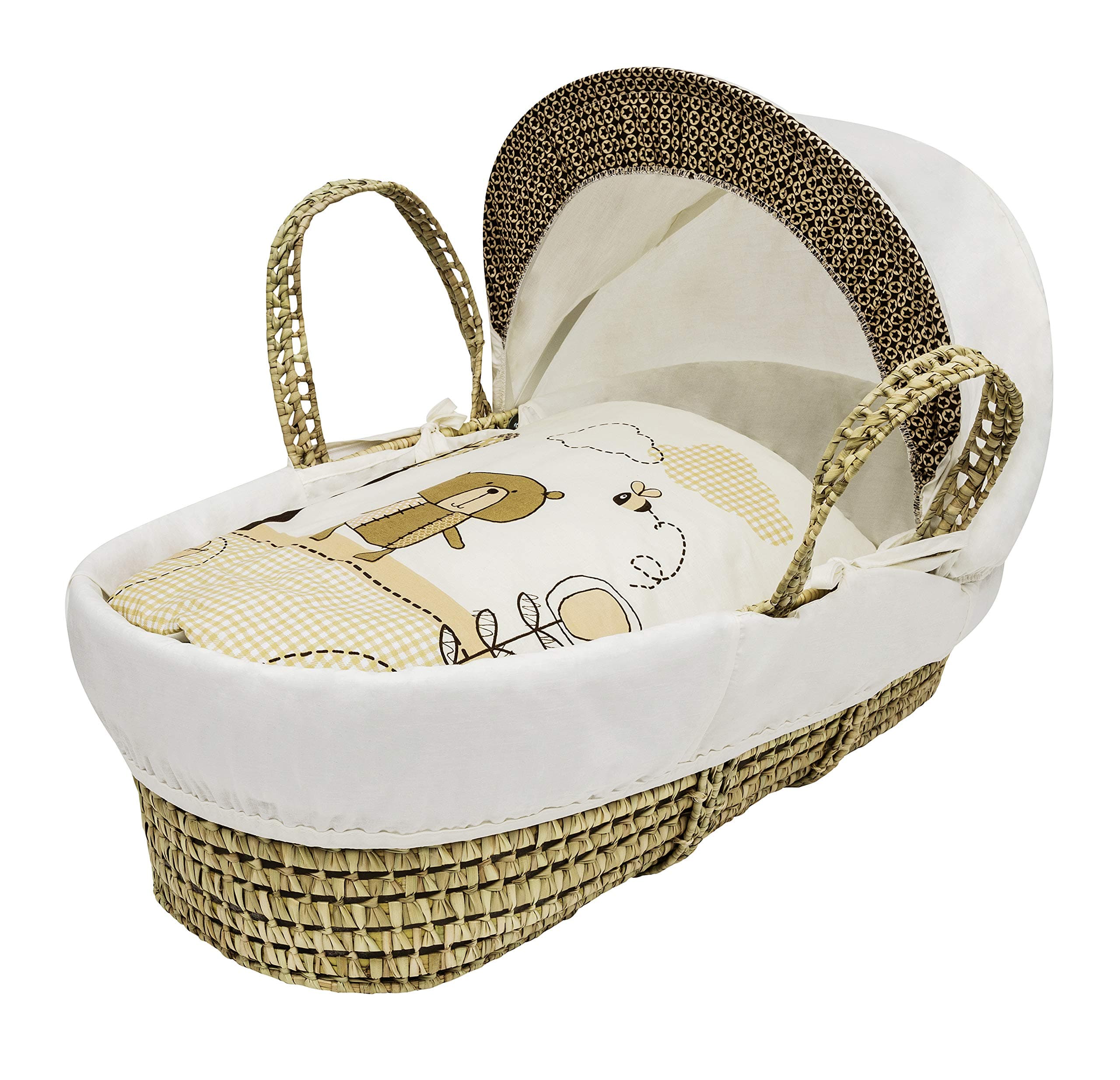 ELEGANT BABY Beary Nice Cream Moses Basket Bedding Set Dressing Cover and Hood only with Padded Liner (Basket & Fittings not Included)