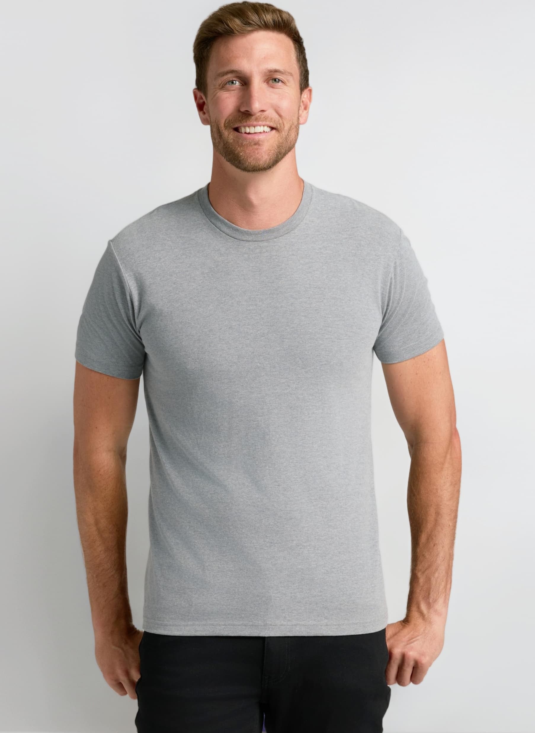 True Classic Mens T-Shirts - Short Sleeve Crew Neck Plain Novelty T Shirt for Men, Pack of 1, Heather Gray, M